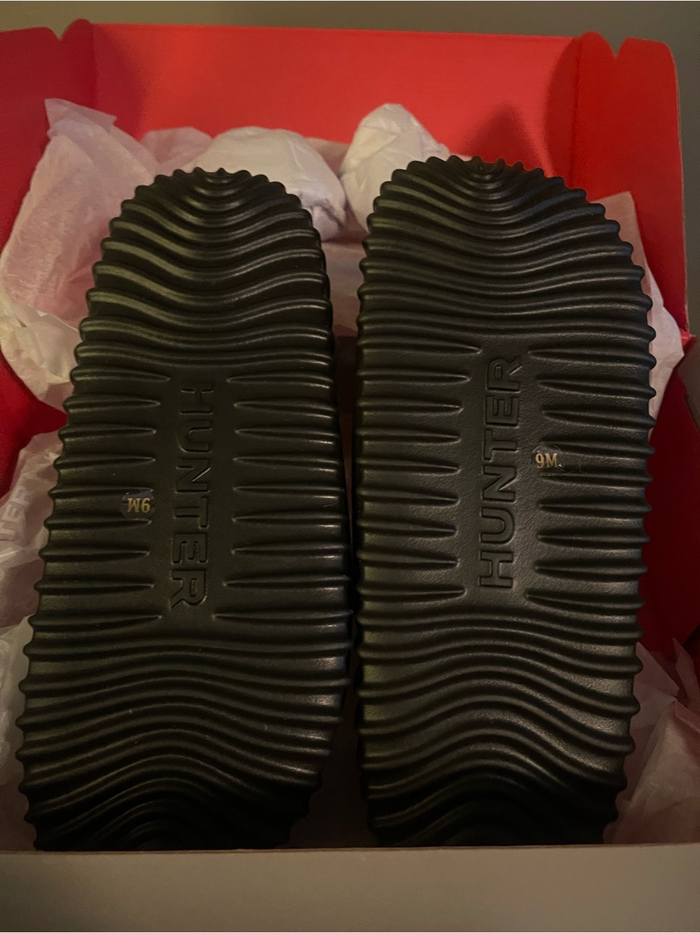 Hunter Black Slide Sandals with Red-Trim Logo - Picture 5 of 7